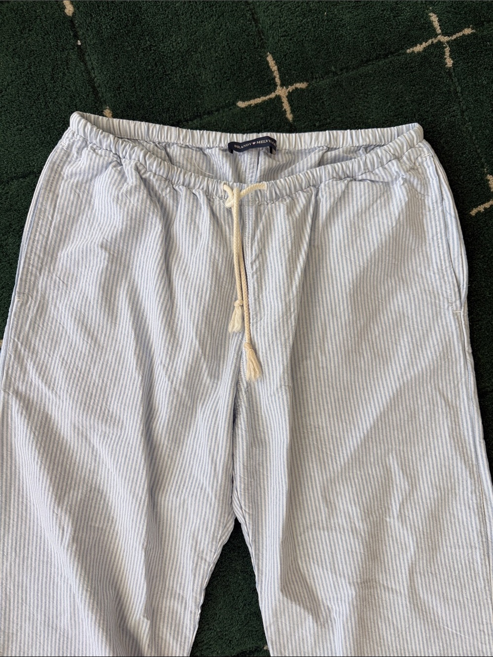 Brandy Melville Light Blue & White Striped Joggers